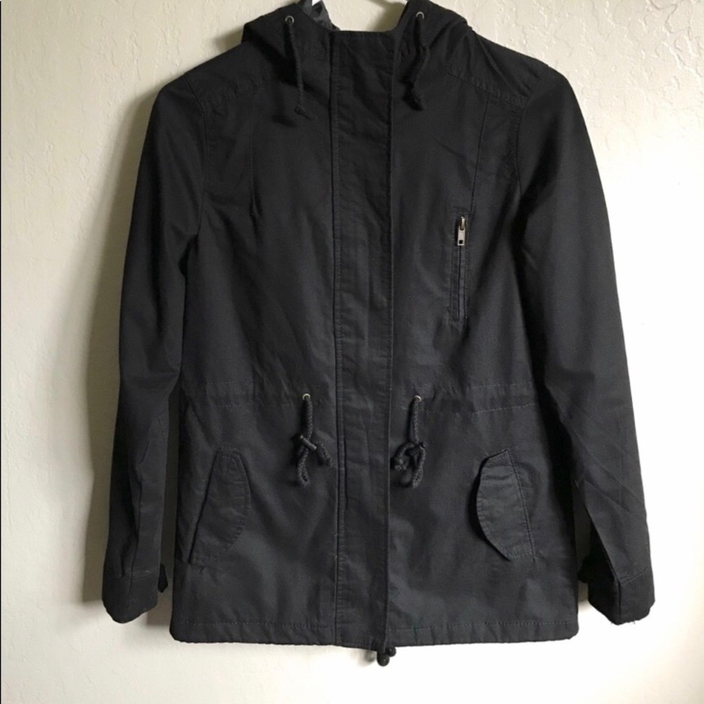 Hooded woven utility parka coat